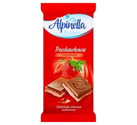 Alpinella Mliečna čokoláda s jahodovou náplňou 100g