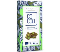 Cocoa Vegánska biela čokoláda s pistáciami a soľou 50g