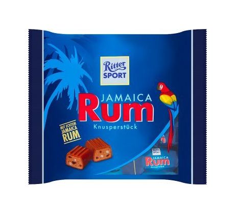 Ritter Sport Čokoládky mliečne Jamaica Rum, plnené krémom s lieskovými orieškami a hrozienkami v jamajskom rume 200g