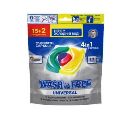 Wash & Free Univerzálne kapsule na pranie 4v1 17 PD