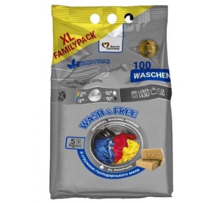 Wash & Free Univerzálny prací prášok 5kg 100 PD