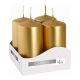 BISPOL Adventné sviečky SW40/80-213 metalické zlaté 4 x 80g