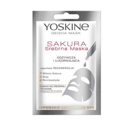Yoskine Geisha Sakura Pleťová maska na striebornej tkanine vyživujúco-spevňujúca 1 ks