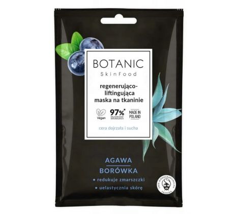 Botanic Skinfood Liftingujúca pleťová maska na tkanine agáva & čučoriedka 1 kus