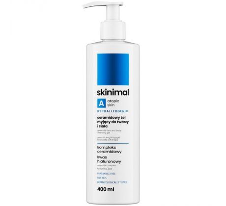 Skinimal Atopic Hypoalergénny ceramidový gél na čistenie tváre aj tela 400 ml