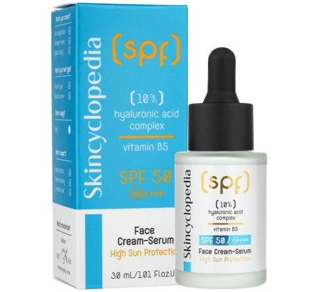 Skincyclopedia Hydratačný pleťový krém–sérum s kyselinou hyalurónovou a ochranou proti slnku SPF50 30 ml