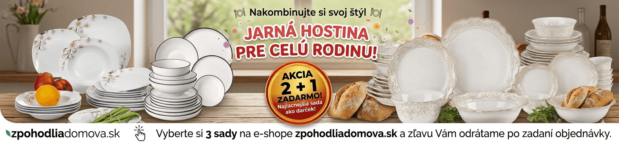 2+1 zadarmo na jedálenské sady
