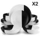 ACCEL Black & White 32 dielna kameninová jedálenská sada tanierov s miskami