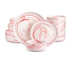 LUNA Pink marble 18 dielna porcelánová jedálenská sada