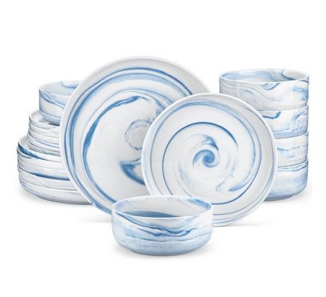 LUNA Blue marble 18 dielna porcelánová jedálenská sada