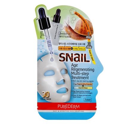 Purederm Dvojkroková pleťová maska proti vráskam so slimačím slizom na tkanine 2g 1ks