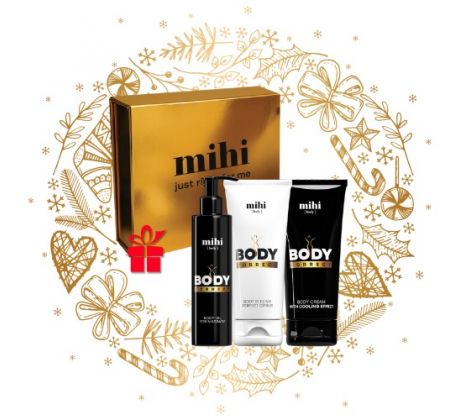 Mihi Body Telový krém s chladivým účinkom 150 ml +  Masážny olej na telo 140 ml + Telový peeling Perfect Citrus 150 ml darčeková sada