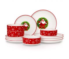 RED SANTA CLAUS 12 dielna jedálenská porcelánová sada