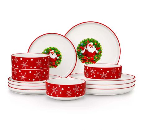 RED SANTA CLAUS 12 dielna jedálenská porcelánová sada