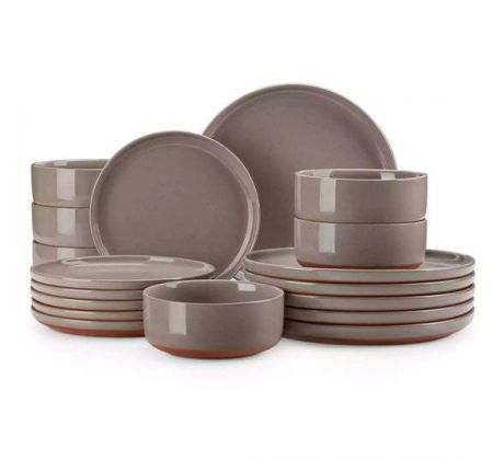 TARA BROWN 18 dielna jedálenská kameninová sada