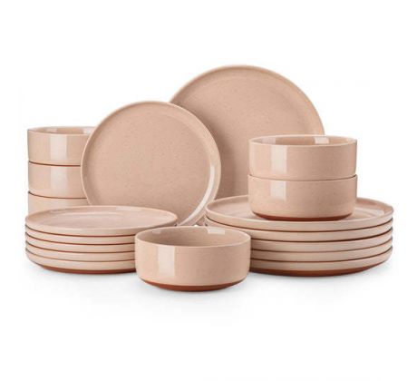 TARA PINK 18 dielna jedálenská kameninová sada