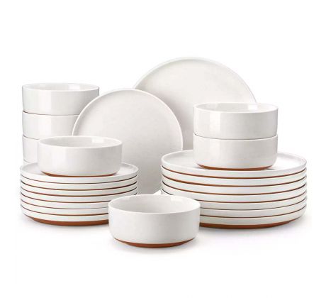 TARA WHITE 24 dielna jedálenská kameninová sada