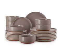 TARA BROWN 24 dielna jedálenská kameninová sada