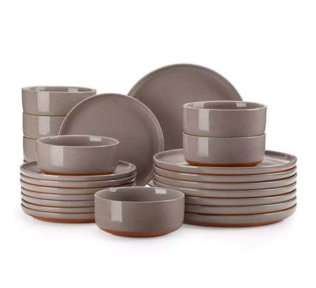 TARA BROWN 24 dielna jedálenská kameninová sada