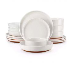 TARA WHITE 16 dielna jedálenská kameninová sada