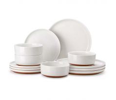 TARA WHITE 12 dielna jedálenská kameninová sada