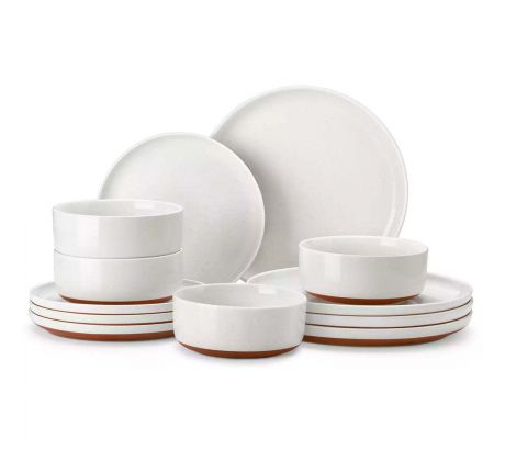 TARA WHITE 12 dielna jedálenská kameninová sada