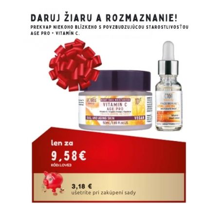 LOVE3 Age pro Vitamín C Nočný pleťový krém 50 ml + Pleťové sérum Hyaluron Vitamin C 20 ml darčeková sada