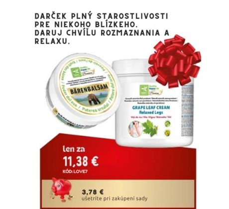 LOVE7 Intenzívny balzam Medvedia sila 100 ml + Krém na nohy s extraktom z viniča 250 ml darčeková sada