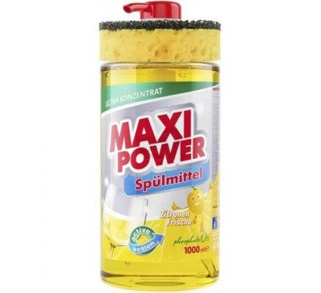 Maxi Power Prostriedok na umývanie riadu Citrón s hubkou 1 l