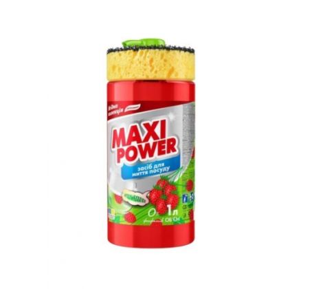 Maxi Power Prostriedok na umývanie riadu Jahoda s hubkou 1 l