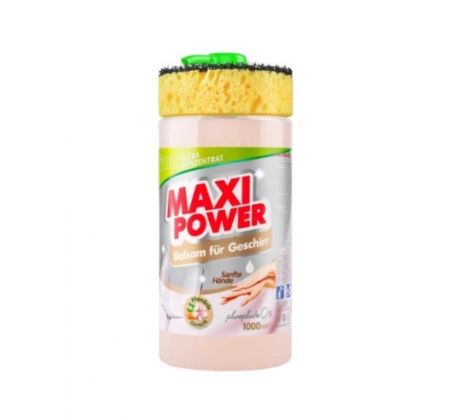 Maxi Power Krémový rostriedok na umývanie riadu s mandľovým extraktom s hubkou 1 l