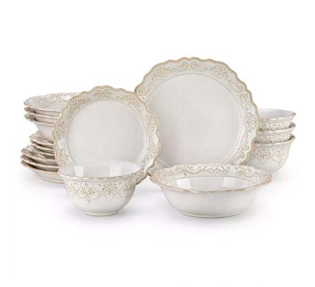 GISELLE White 16 dielna jedálenská kameninová sada