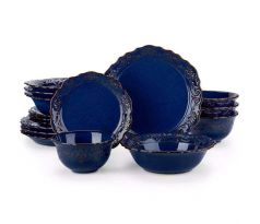 GISELLE Blue 16 dielna jedálenská kameninová sada