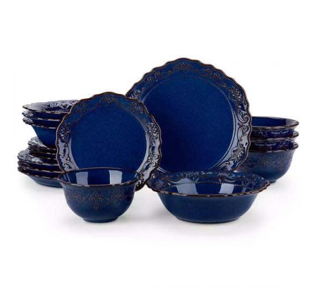 GISELLE Blue 16 dielna jedálenská kameninová sada