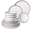 MINA 18 Black Trim dielna jedálenská sada z porcelánu