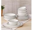 MINA Black Trim 16 dielna jedálenská sada z porcelánu