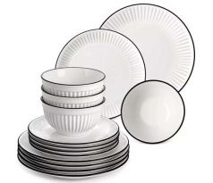 LEILA  Black Trim 12 dielna jedálenská sada z porcelánu