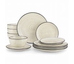 BONBON Double-Sided Beige 12-dielna kameninová jedálenská sada