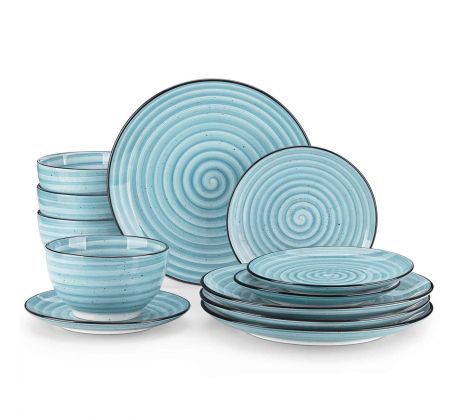 BONBON Double-Sided Blue 12-dielna kameninová jedálenská sada