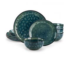 Starry Green 12-dielna jedálenská kameninová sada
