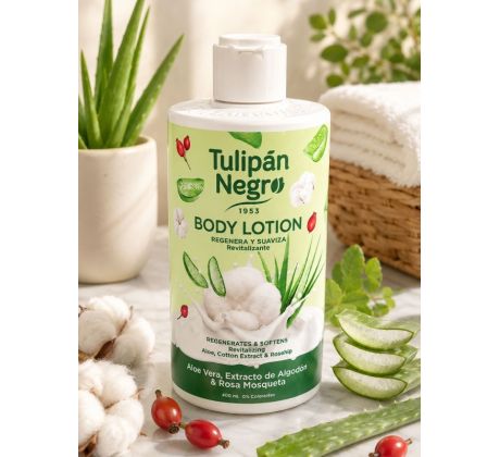 Tulipan Negro Aloe, extrakt z bavlníka & Šípkový olej Telové mlieko 400 ml