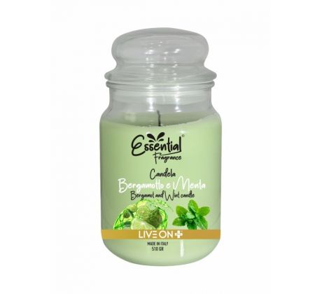 Essential Fragrance Bergamot & Mäta vonná sviečka v skle 510g