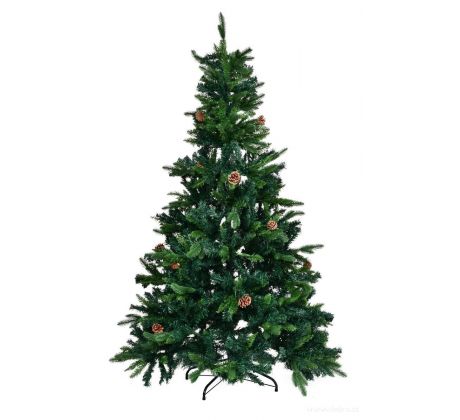 Umelý vianočný stromček Zelená jedľa Ceremony so šiškami 210 cm s kovovým stojanom