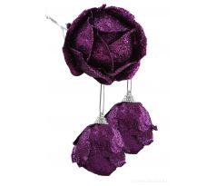 Glitz Roses fialové Textilné vianočné ozdoby 3ks