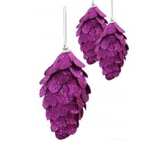 Glittercone fuchsiové trblietavé šišky Textilné vianočné ozdoby 3ks