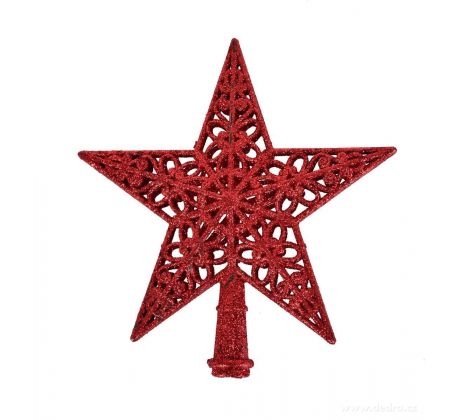 Vianočná koruna Červená hviezda na stromček 15 x 14,5 cm
