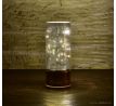 Iluminé Sklenený svietnik s LED osvetlením lesklý béžový dekor  20 cm