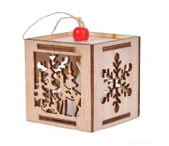 Lesné ticho so svetlom Drevená LED závesná dekorácia 5 x 5  cm